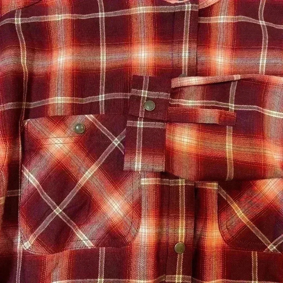 Eddie Bauer Women's Rust/Peach Long Sleeve Checkered Flannel Collar Shirt XSmall - Picture 6 of 11
